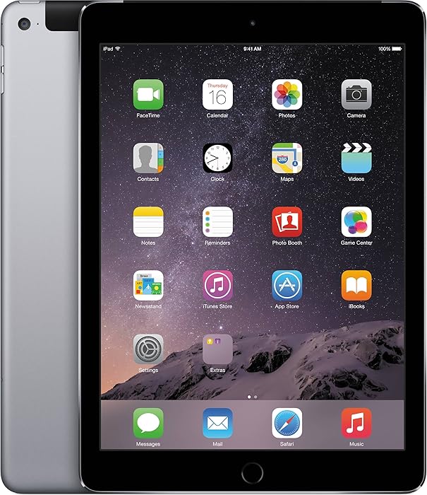 Apple iPad Air 2 MH2M2LL/A 64GB Wifi + Cellular Unlocked 9.7in Space Gray (Renewed)