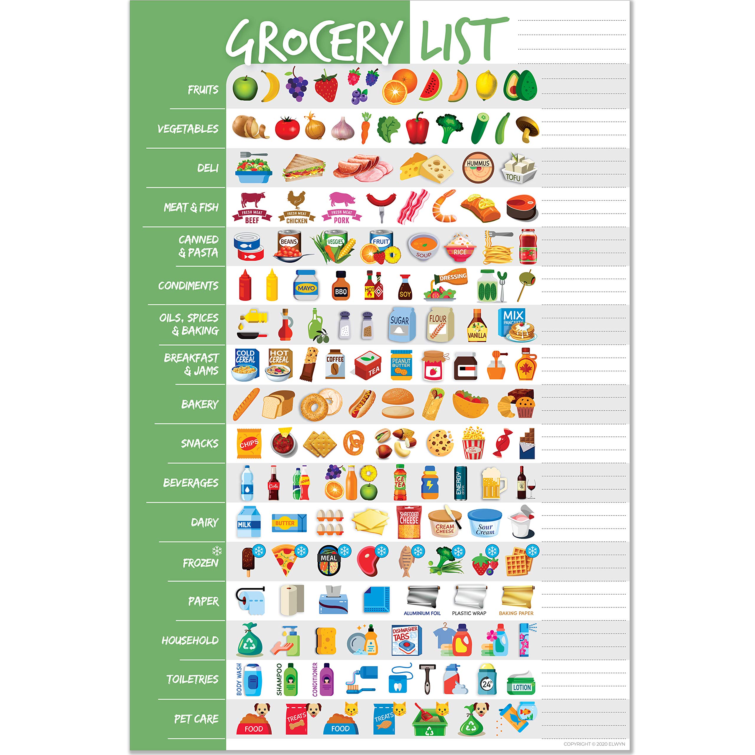 Visual Grocery List Magnet Pad for Fridge - Shopping List Magnetic Note Pad For Fridge - 6 x 9" - 50 Sheets - Meal Planner, To Do List Notepad, Weekly Planner Menu & Memo Pad - Gifts for Mom, Kids