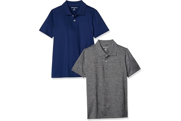 Amazon Essentials Boys' Active Performance Polo Shirts