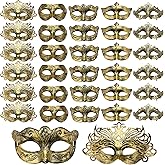 Yunsailing 30 Pcs Masquerade Masks Bulk for Women Men Couple Venetian Antique Masks for Mardi Gras Carnival Prom Party