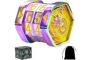 ALOBGHDC Metal MTG Life Counter Wheel Metal Magic Life Counter MTG Health Tracker MTGs Foundations with Dragon Symbol for Board Games, Cards Games, TTRPGs, Compatible with MTGs(Colorful_Yellow)