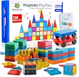 SUNNY AUNTIE Magnetic Tiles 100 PCS with 2 Cars - STEM Toy Kids 3-8 view 1