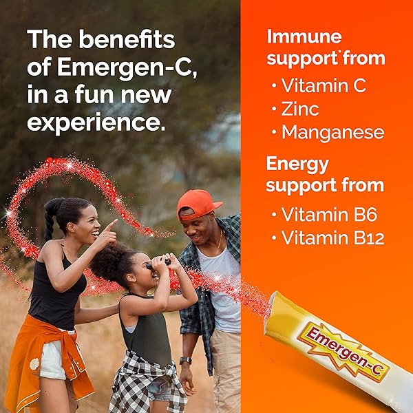 EMERGEN-C KIDZ CRYSTALS, ON-THE-GO EMERGEN-C IMMUNE SUPPORT SUPPLEMENT WITH VITAMIN C, B VITAMINS, ZINC AND MANGANESE, SPARKLY STRAWBERRY, STOCKING STUFFER – 56 STICK PACKS