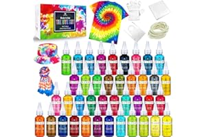 Tie Dye Kit - 40 Color Fabric Tie Dye Kits for DIY Textile Paint Art - All-in-1 Tie-Dye Color Powder Set for Shirt, Hoodie, S