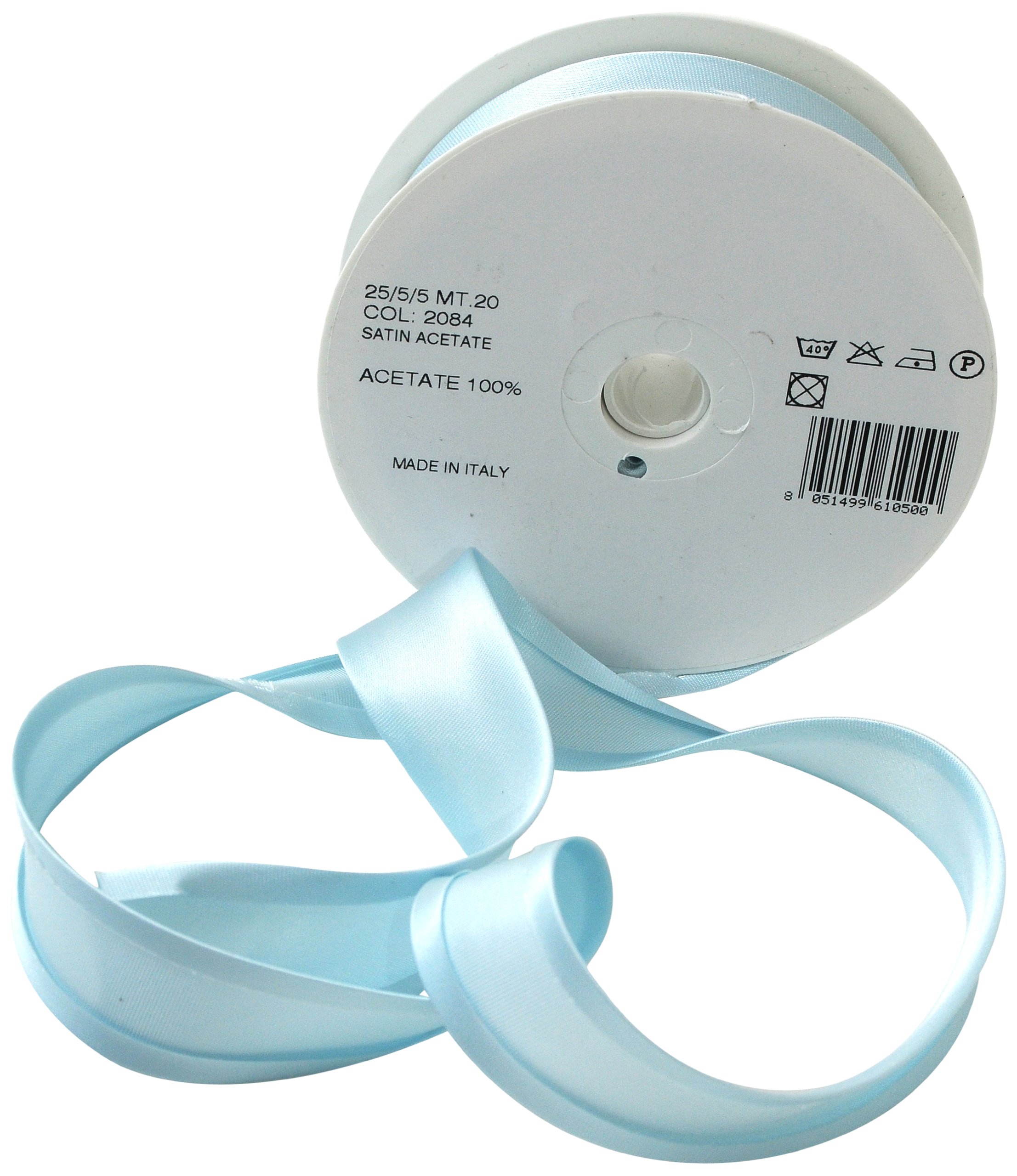 Inastri Trimz Acetate Satin Bias Binding Tape, 25mm Width, Aqua (Color 2084) – Silky Double-Fold Edging for Dressmaking, Bridal & Crafts