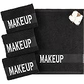 American Soft Linen, Makeup Remover Face Cloth, 100% Cotton Makeup Towels, 4 Packed Face Towels, 12x12 inches, Black