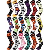 Chicingyou 18 Pairs Fuzzy Halloween Socks for Women Bulk Boo Basket Stuffers for Women Halloween Gifts Bulk Fluffy Cozy Slipper Socks in Fall Winter