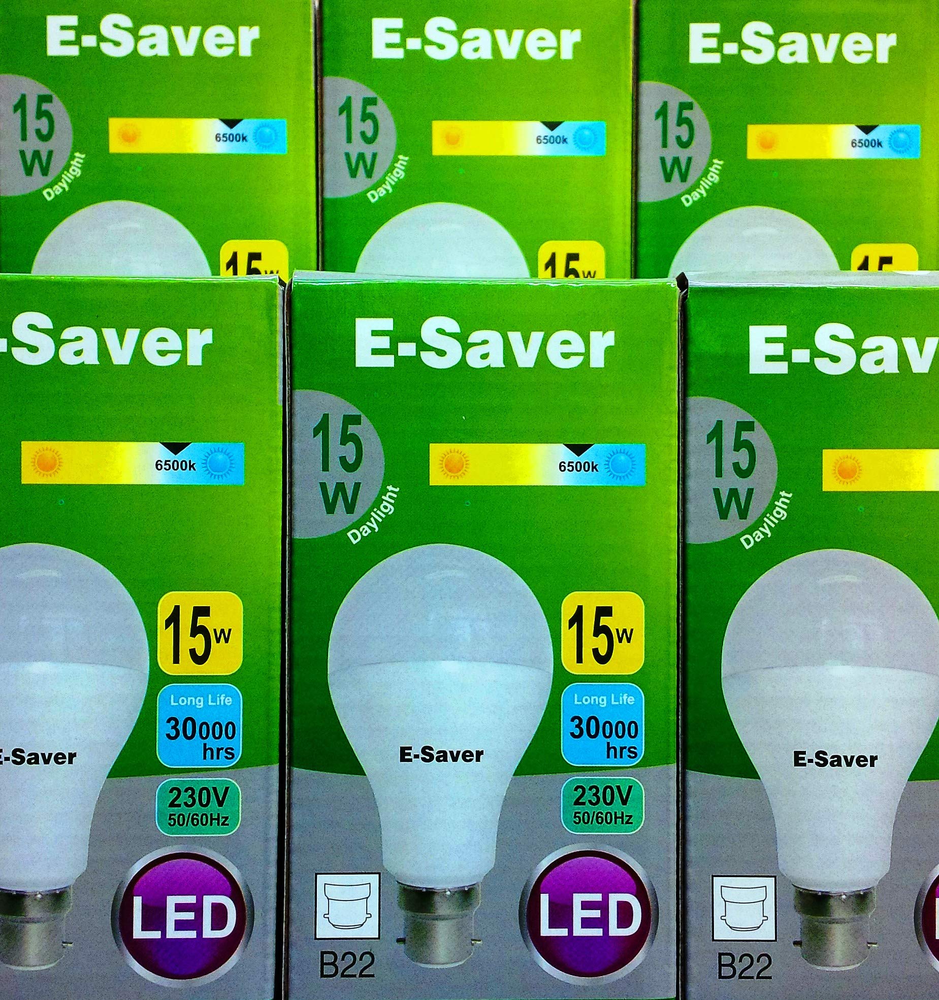 E-Saver - LED Standard GLS A70 (Globe) - Led Light Bulbs - 15w=135w (Pack of 6) - Daylight 6500k -1500Lm - Bayonet Light Bulb - (B22- B22d) Great for SAD - Snooker, Pool, Hobbies, Craft, Photography