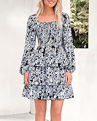 BTFBM Women Square Neck Smocked Dresses 2025 Summer