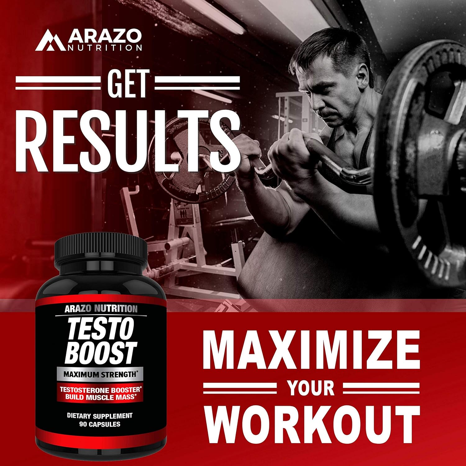 TESTOBOOST Test Booster Supplement - Potent & Natural Herbal Pills - Boost Muscle Growth - Tribulus, Horny Goat Weed, Hawthorn, Zinc, Minerals - Arazo Nutrition USA: Health & Personal Care