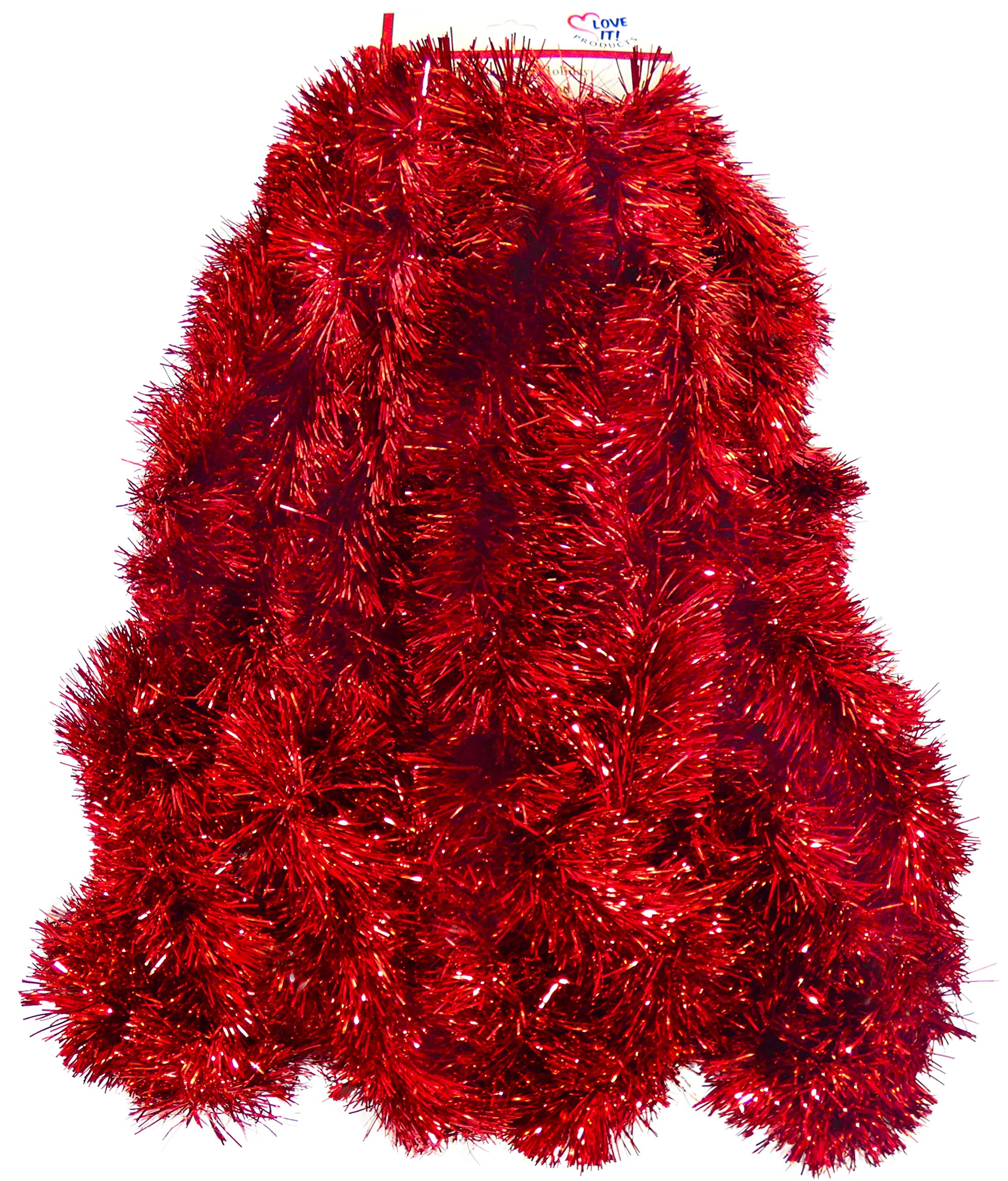 Love it Products Extra Thick and Lush Seasonal Holiday Tinsel Garland 7.62 meters (25 ft) Long. Perfect for Christmas, New Year's Eve, Birthdays, Parties, Festive Occasion & Events. Color: Red