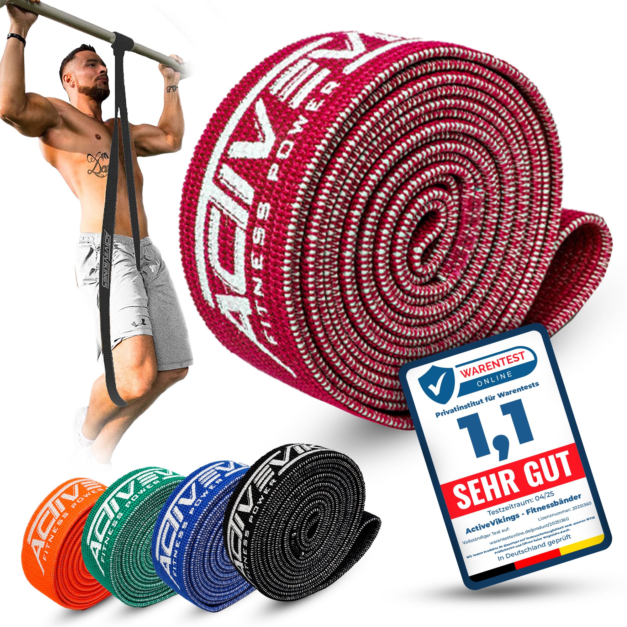 ActiveVikings Premium Pull Up Fitness Bands, Fitness Equipment for Strength Training – Perfect Fabric Bands for Muscle Building – Fitness Band Pull-Up Band Resistance Bands, Terra Band