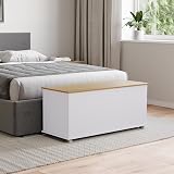 Vida Designs Arlington Storage Ottoman White Wood 100x40x48cm Lift Lid
