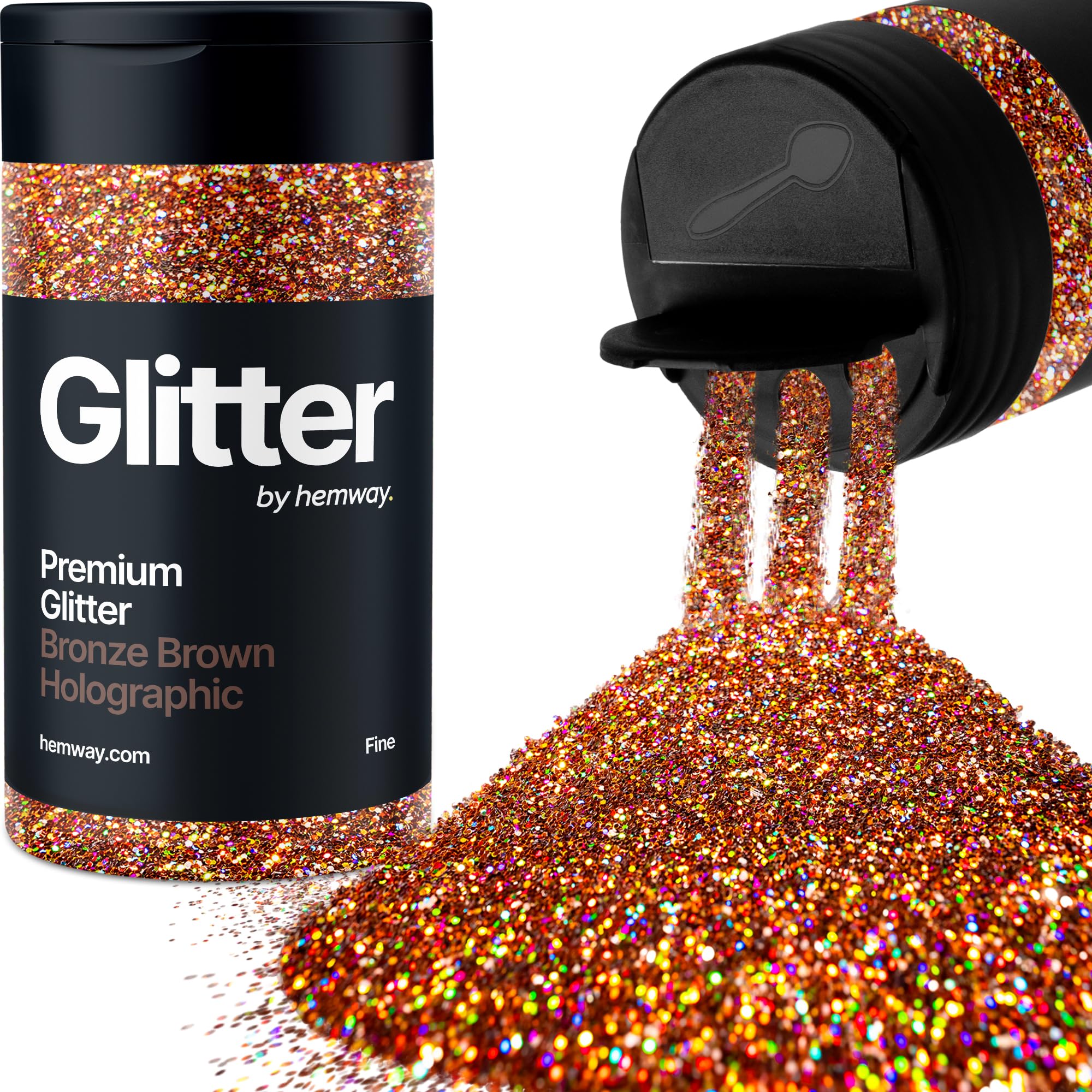 Holographic Bronze Brown Glitter Shaker, 130g Fine Glitter, Crafts 1/64" Metallic Flake Bronze Brown Sequins, Resin & Epoxy Crafts, Decorating, Halloween, Christmas Nail, Face, Hemway — image 1