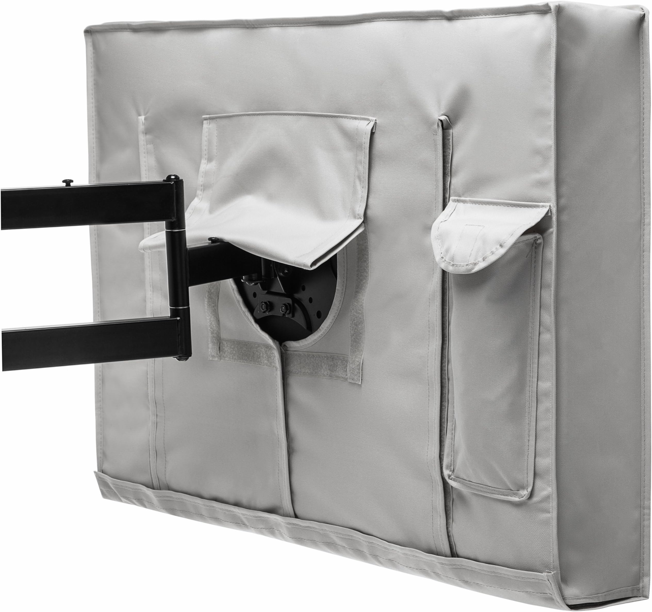 Outdoor TV Cover 50" - 52" Gray Weatherproof Universal Protector for LCD, LED, Plasma Television Screens. Built in Bottom Cover and Remote Storage. Compatible with Standard Mounts and Stands.