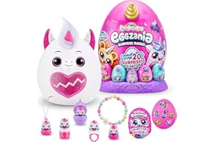 Rainbocorns Eggzania Surprise Mania Series 1 (Unicorn) by ZURU, Collectible Plush Stuffed Animal, Surprise Eggs, 5 Mini Eggs, Stickers, DIY Jewelry, Slime, Ages 3+ for Girls, Children