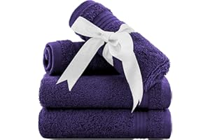 American Veteran Towel, 100% Cotton Turkish Washcloths for Bathroom Essentials 4 Pack, Soft Absorbent Wash Cloths Quick Drying Small Towels Washrags, Purple