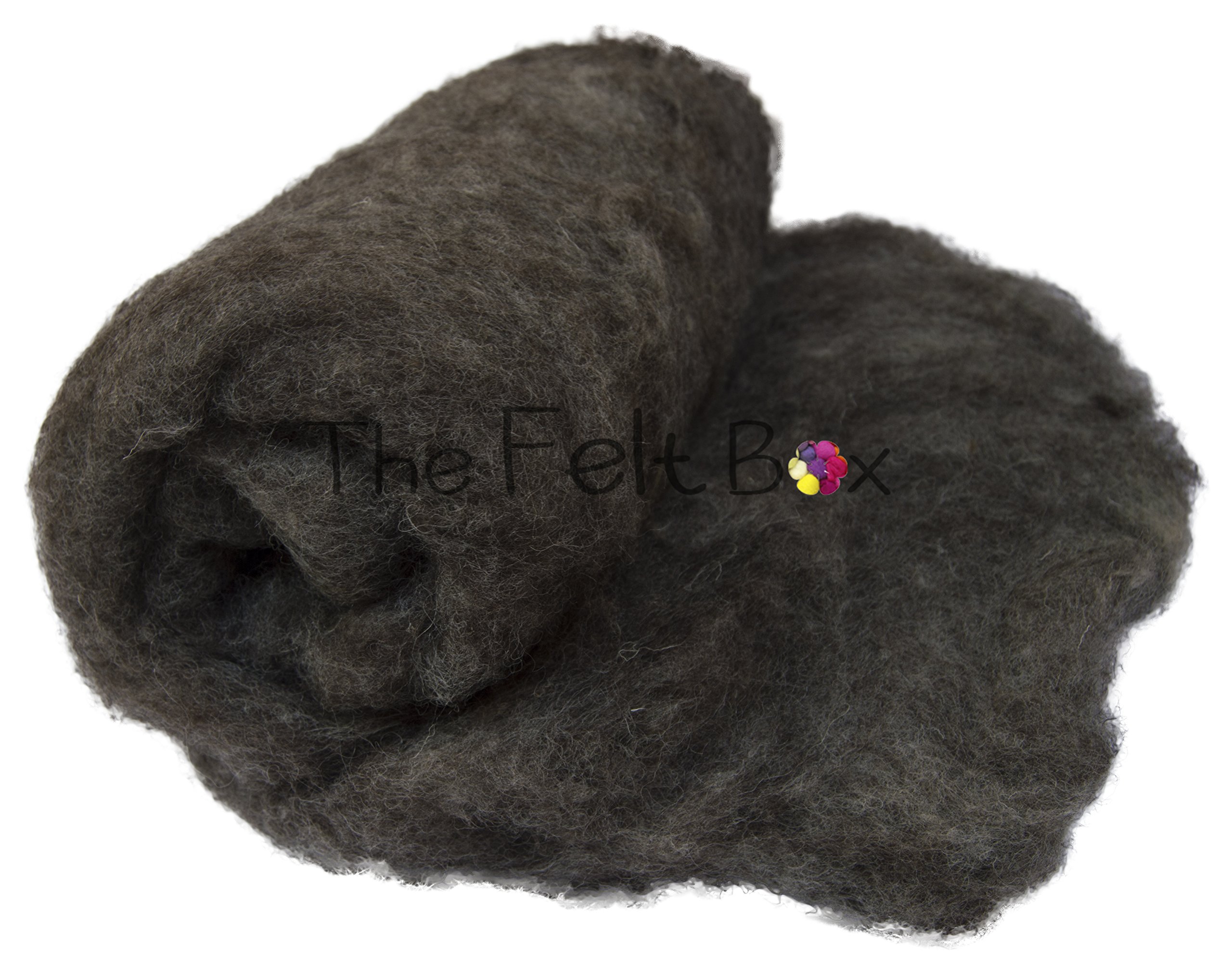 The Felt Box Core Wool Needle Felting, Carded Batt, Wool Felt Natural Brown Corriedale 200 Grams 7 Oz