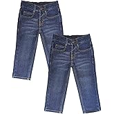 Wrangler Toddler Jeans - 2-Pack Pull-On Denim Boys Jeans w/Soft, Stretchy Fabric - Adjustable Waistband, Casual Fit, Durable