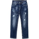 KIDSCOOL SPACE Boys Jeans,Kid Elastic Band Inside Ripped Slim Fit Denim Pants