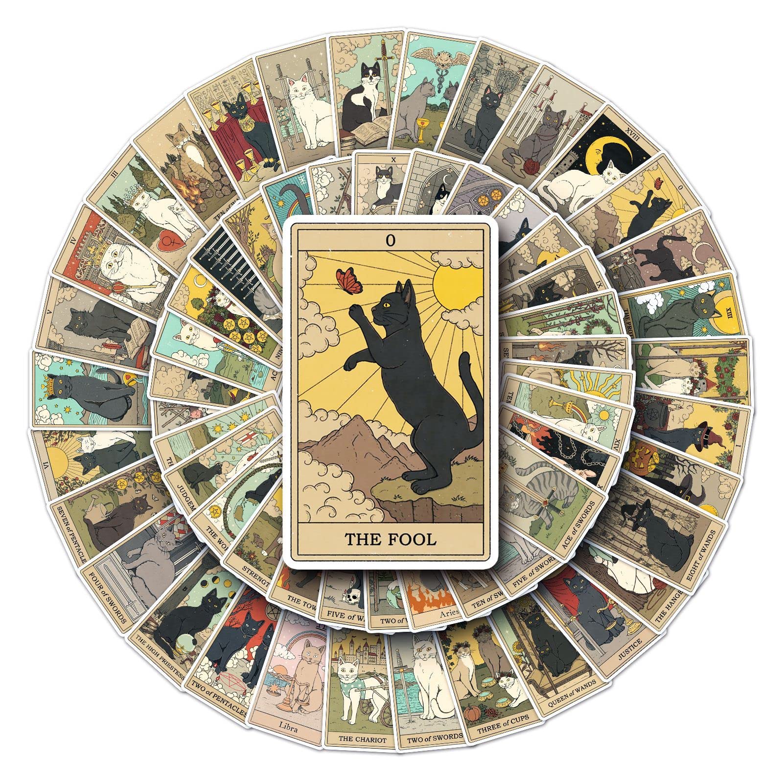 78Pcs Tarot Stickers Laptop Water Bottle Car Scrapbook Skateboard Luggage Astrology Divination Stickers Vinyl Waterproof Aesthetic Stickers Graffiti Decals for Children Teens Adults — image 1