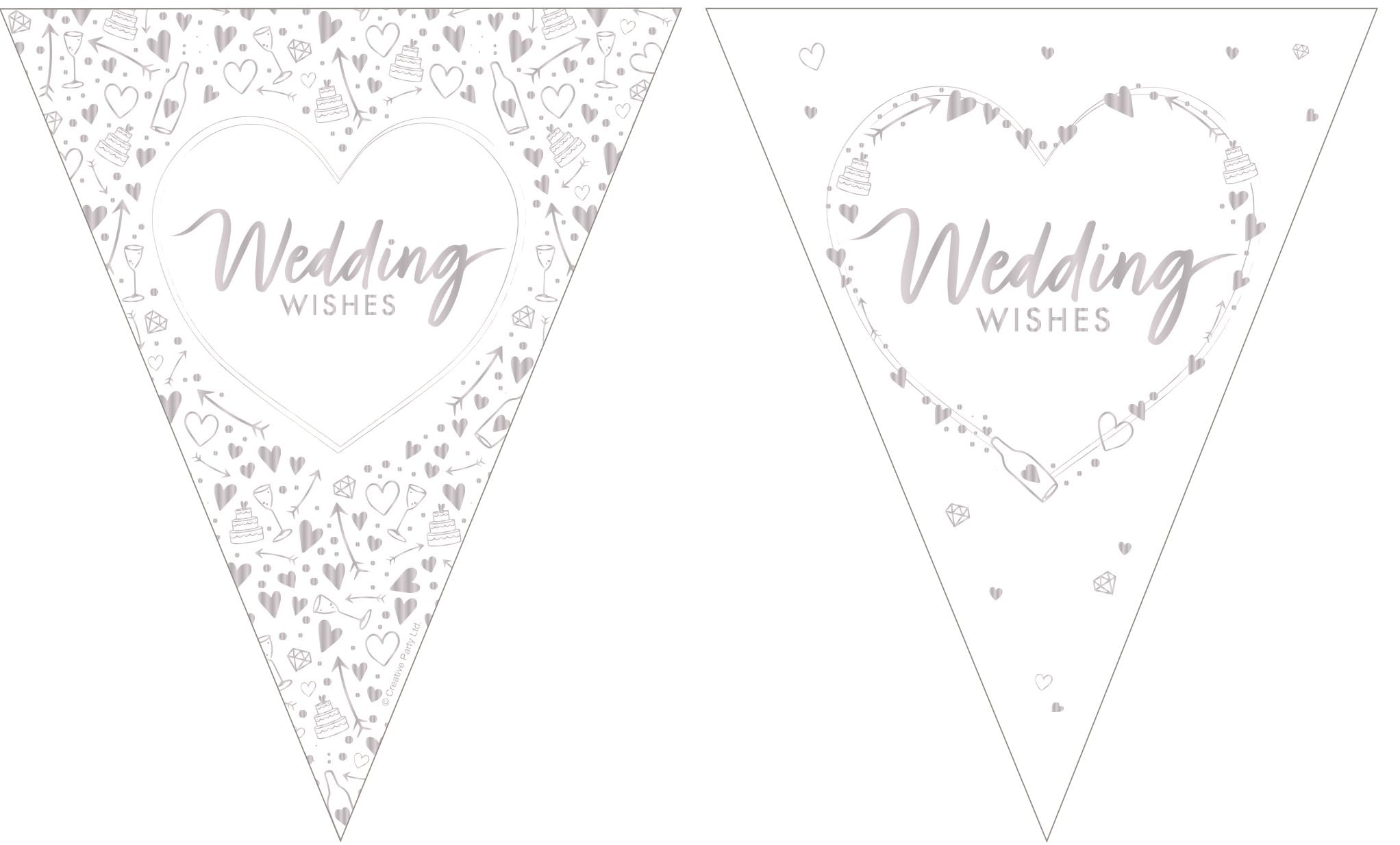 Anniversary House Wedding Wishes Paper Flag Bunting | Foil Stamped Shiny Design | Wedding Party Decorations | 11 Flags Banner Decoration | J046 — image 1