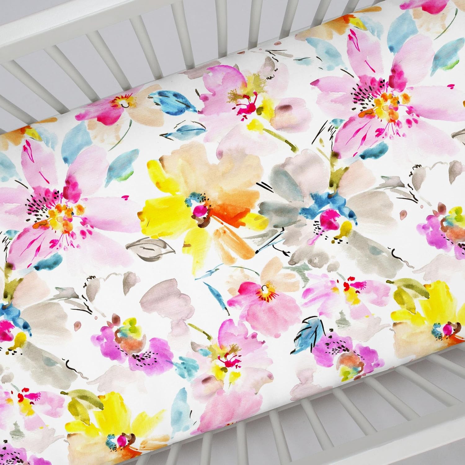 pink floral crib sheet