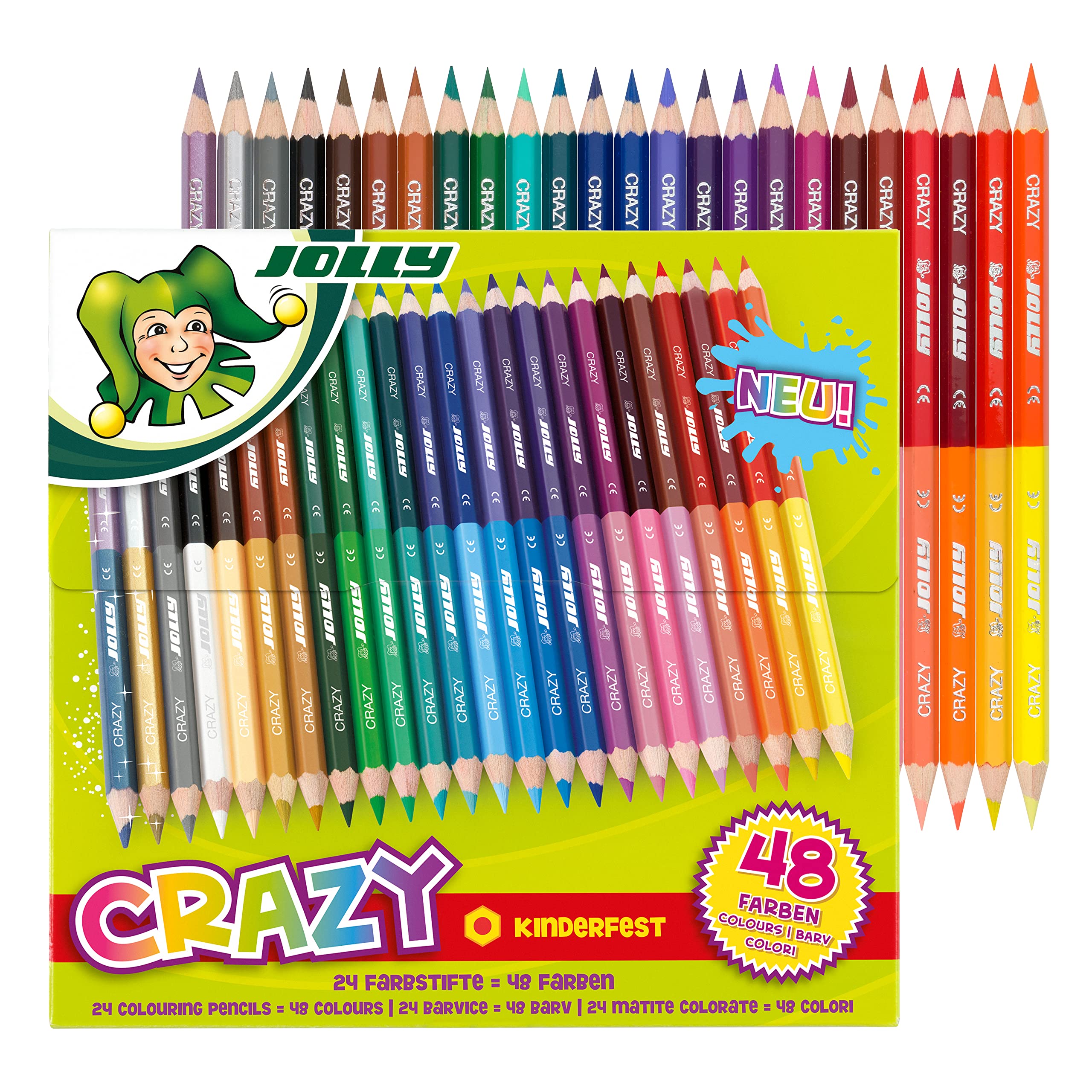 JOLLY Superstick Crazy Colouring Pencils 24 Pens with 48 Colours