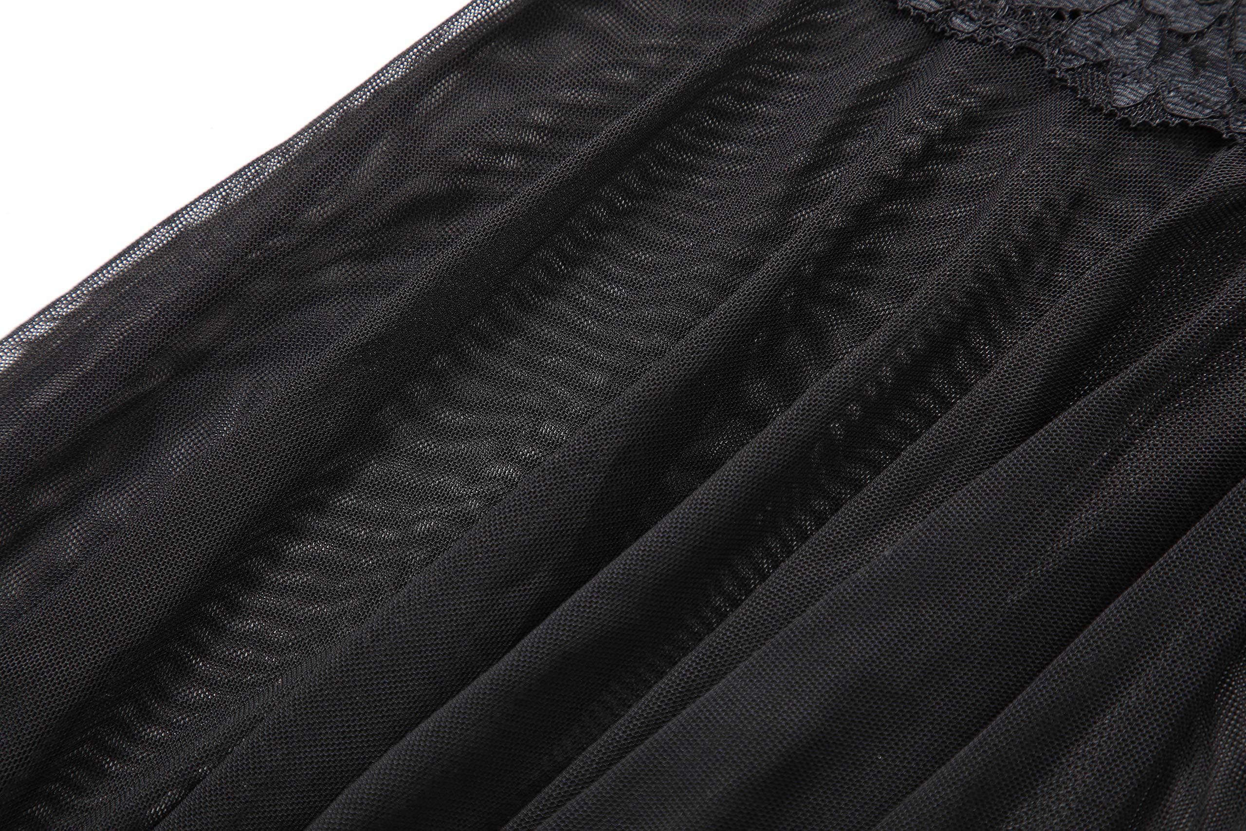 Marysay Women Babydoll Lingerie Sheer Lace Chemise Halter Backless Sleepwear (Black XX-Large)