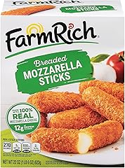 Farm Rich Breaded Mozzarella Cheese Sticks – Delicious Frozen 22 oz Party Appetizer & Snack, Made with 100% Real Mozzarella