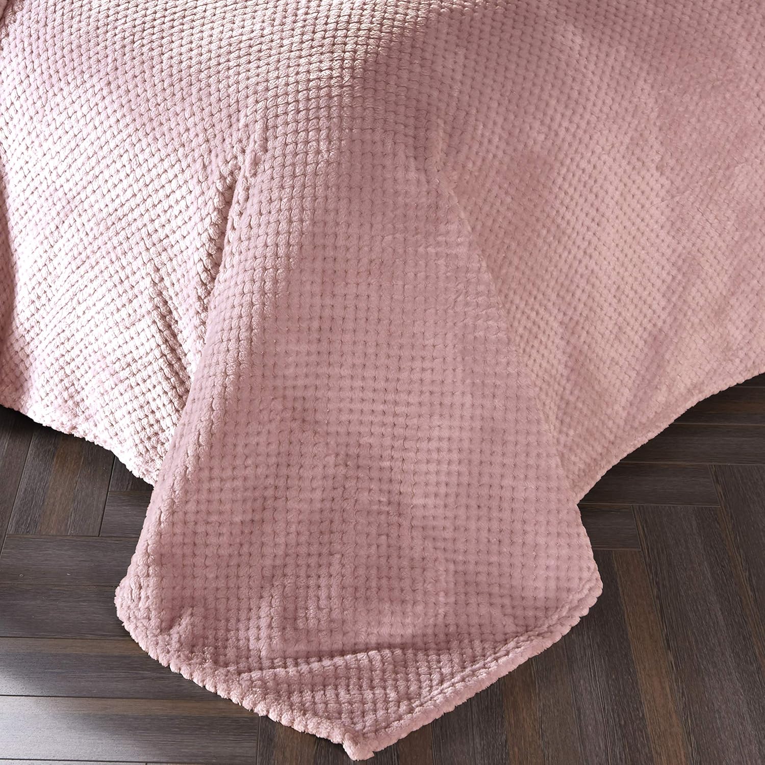 Exclusivo Mezcla Queen Size Waffle Flannel Fleece Bed Blanket as Bedspread/Coverlet/Bed Cover/Bed Sheets (90" x 90", Pink) - Soft, Lightweight, Warm and Cozy: Home & Kitchen