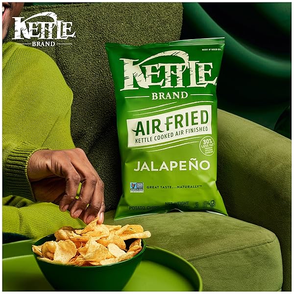 KETTLE BRAND POTATO CHIPS, AIR FRIED JALAPEÑO KETTLE CHIPS, 6.5 OZ BAG