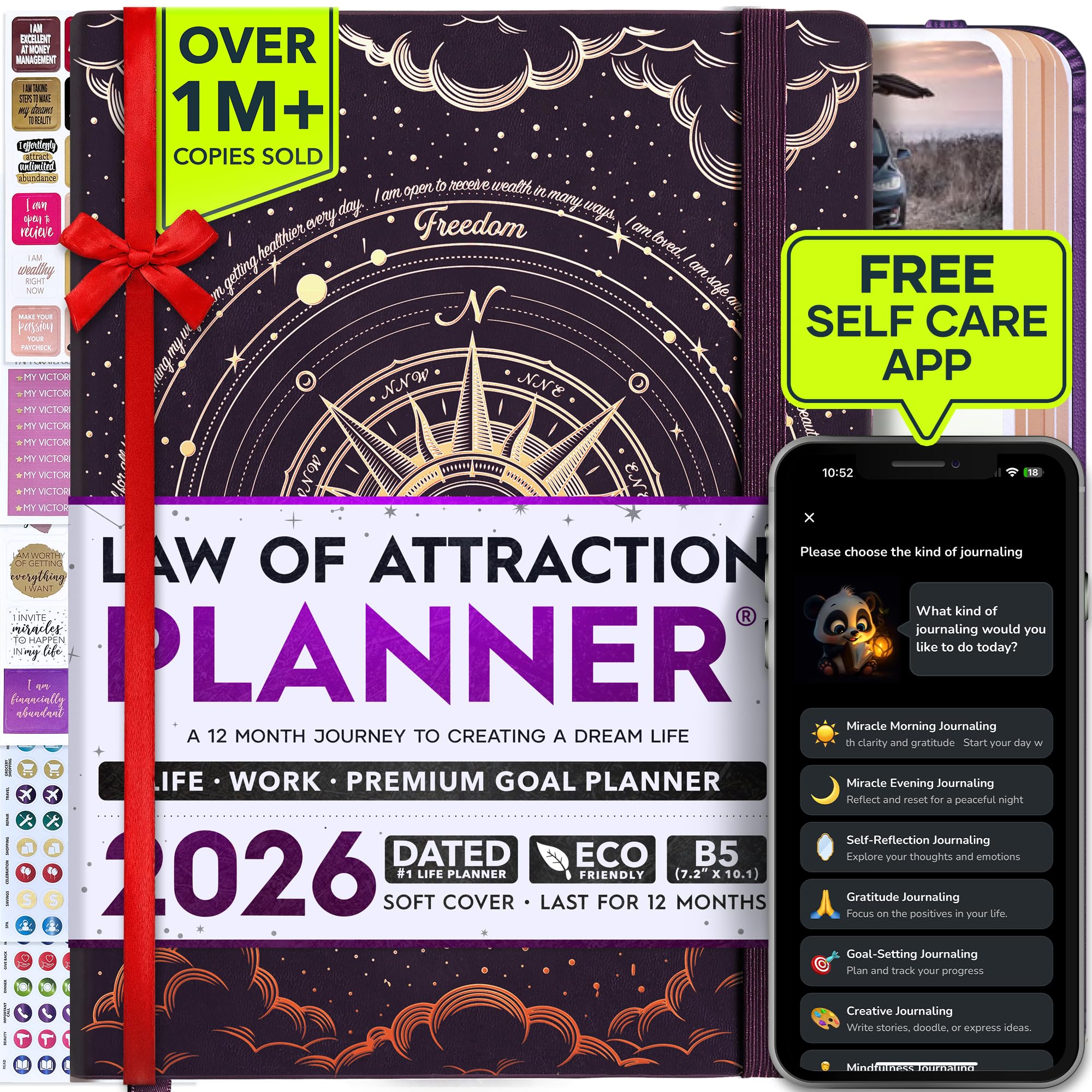 Deluxe 2026 Planner Weekly and Monthly | Law of Attraction Planner with Productivity App | 12-Month for Productivity, Gratitude & Goal Setting | Includes Foldable Vision Board, Gift Box & Stickers Image