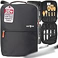 Chef Knife Bag | Premium Knife Case | Waterproof Material | Chefs Case with 30+ Pockets for Knives & Utensils | Culinary Gifts For Chefs & Students | Sturdy Travel Knife Bag (Black)