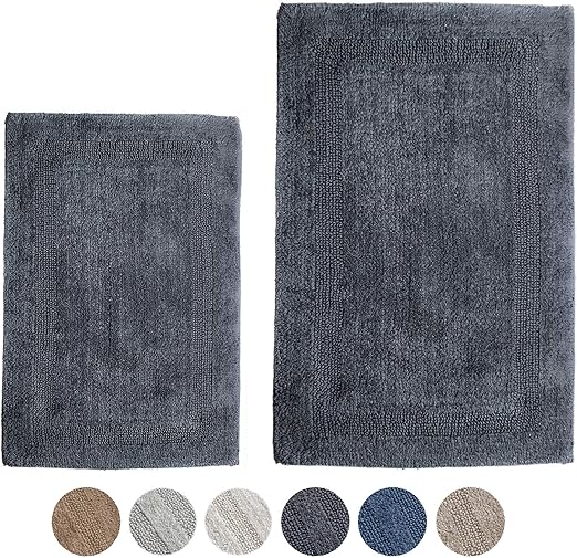 Woven St Reversible Tufted Luxury Cotton 2 Piece Bath Rugs