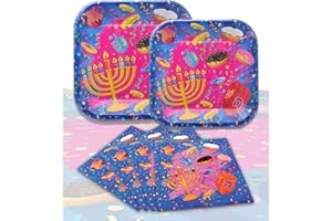 Izzy 'n' Dizzy Hanukkah Paper Goods Set, Small Plates and Napkins, Large (Serves 10)