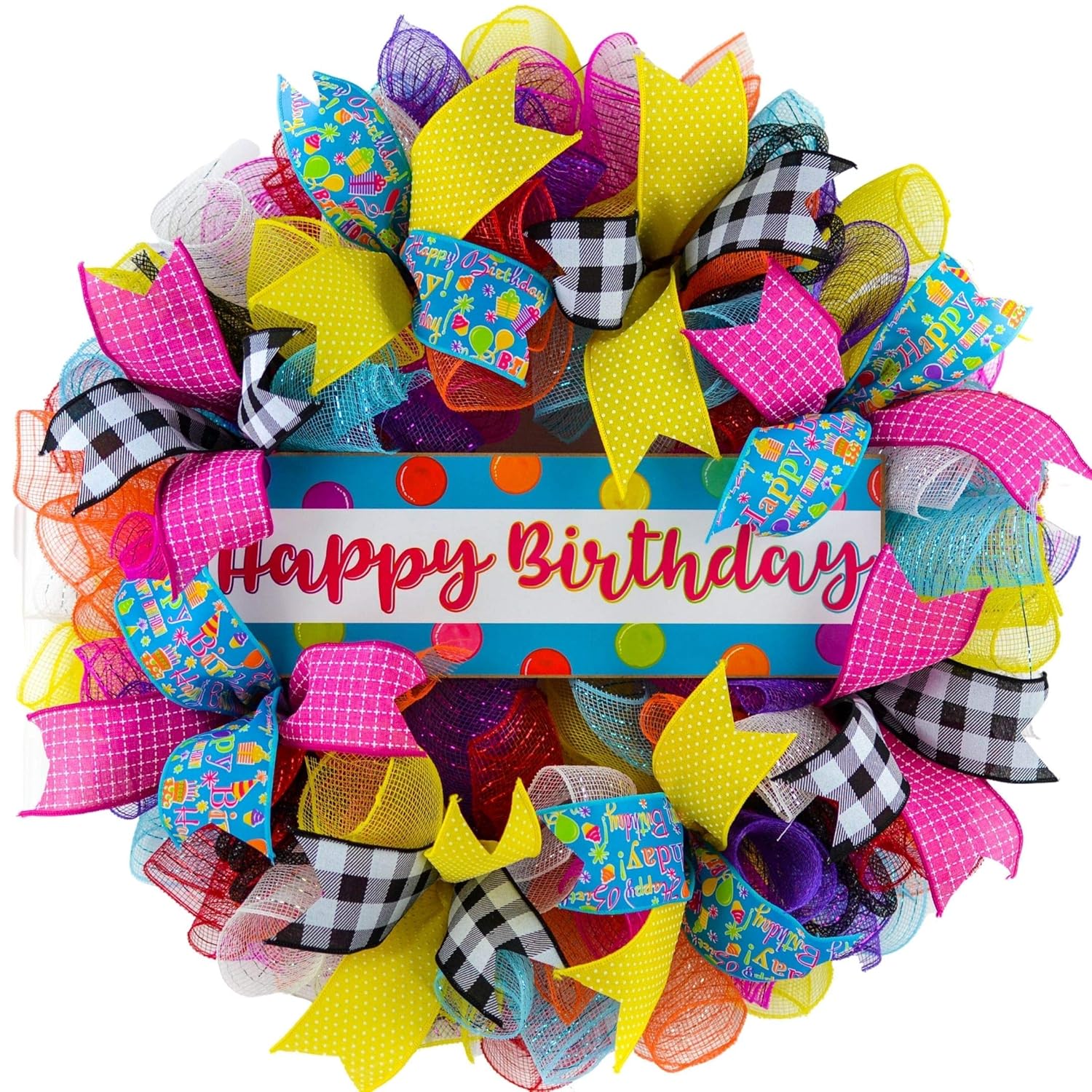Birthday Wreath for Front Door Family Happy Birth Day