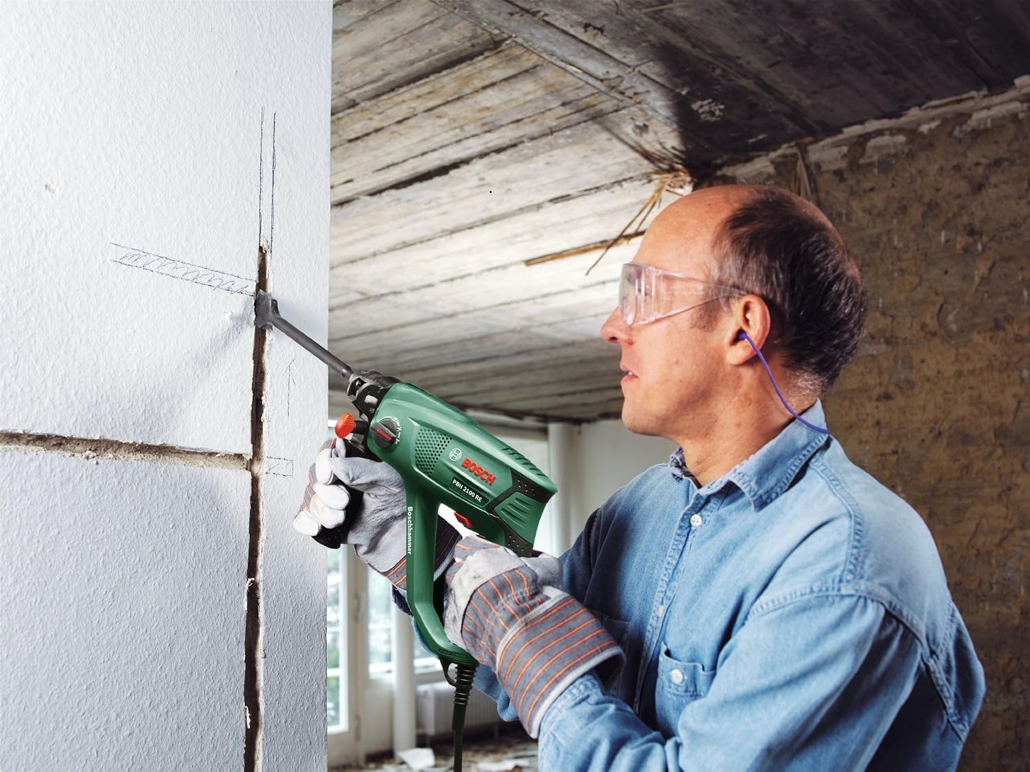 Bosch Rotary Hammer PBH 2100 RE (550 watts, in case), Green - Image 5