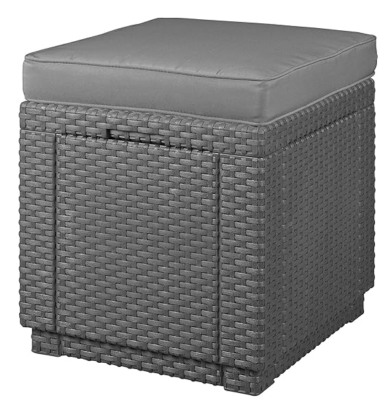 Allibert by Keter Outdoor Garden Storage Seat Stool with Cushion