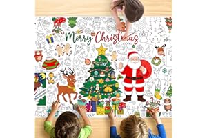 JOYGATHER Christmas Giant Coloring Tablecloth for Kids, Large 30x72 Inch Poster with Santa, Christmas Tree, Reindeer, Perfect for Party Games, Classroom Decorations, Arts Crafts, Winter Activities