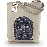 HIPPIE HOUND STUDIOS Labradoodle Tote Bag - Black Doodle Lover Gift - Labradoodle Golden Doodle Totes -Handmade in USA - Gifts for Mom - Goldendoodle Lovers - Grocery Bag - Beach Bag