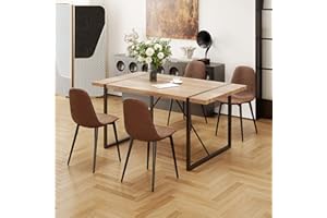 MUUOKY Dining Table Set for 4, Modern 55'' Wood Dinette Table Set for 4 with Fabric Dining Chairs,Table and Chairs Set of 4,Ideal for Kitchen Dining Room