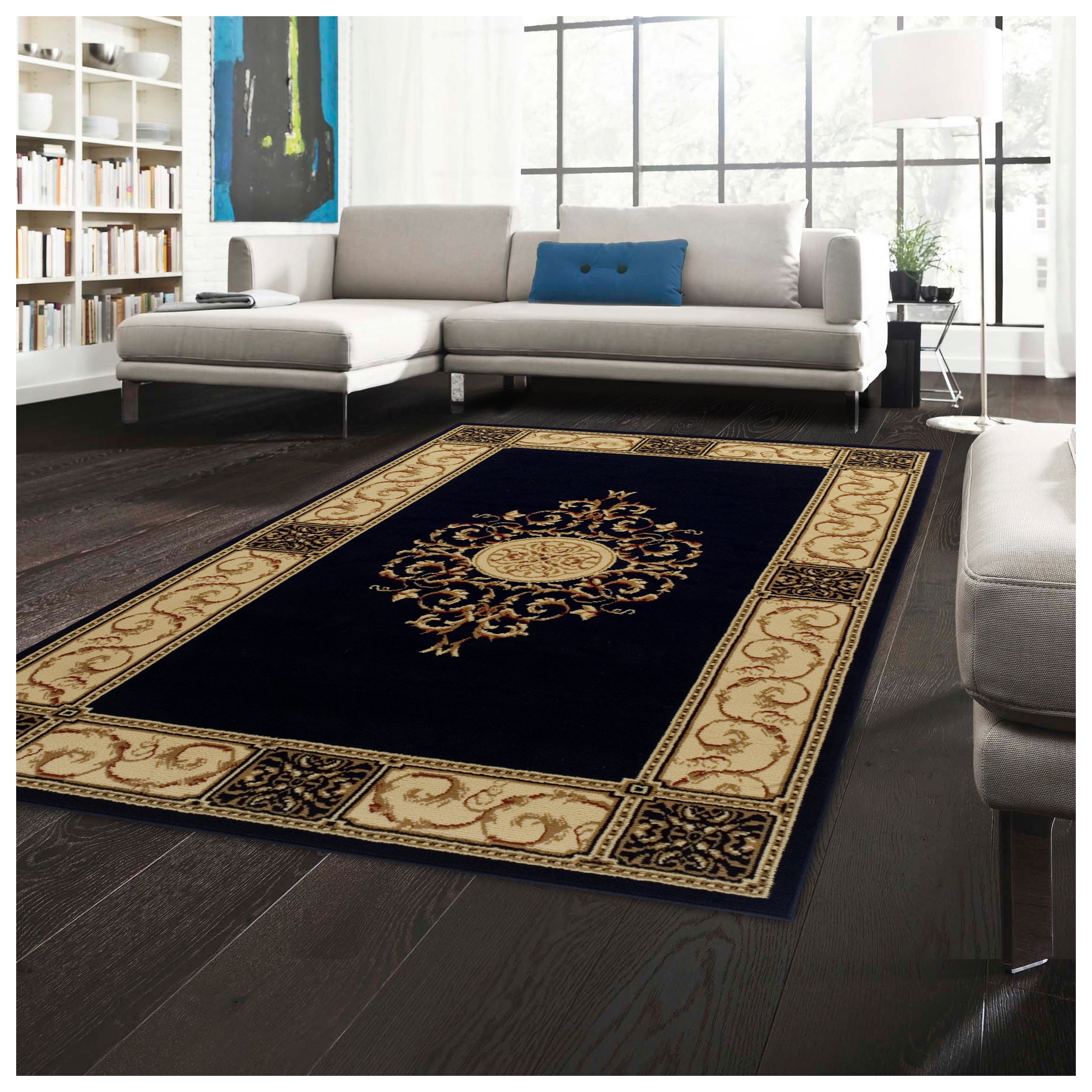 Superior Elegant Medallion Collection 2'7" x 8' Runner Rug, Attractive Rug with Jute Backing, Durable and Beautiful Woven Structure, Floral Medallion Rug with Broad Border - Coffee