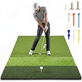 TriZone Pro - 6x4 ft Premium Tri-Turf Golf Hitting Mat with Tees | Extra Large Indoor/Outdoor Golf Practice Mat for Simulator | Fairway, Rough &amp; Tee Turf | 15mm Thick EVA Base | 9 Tee Holes