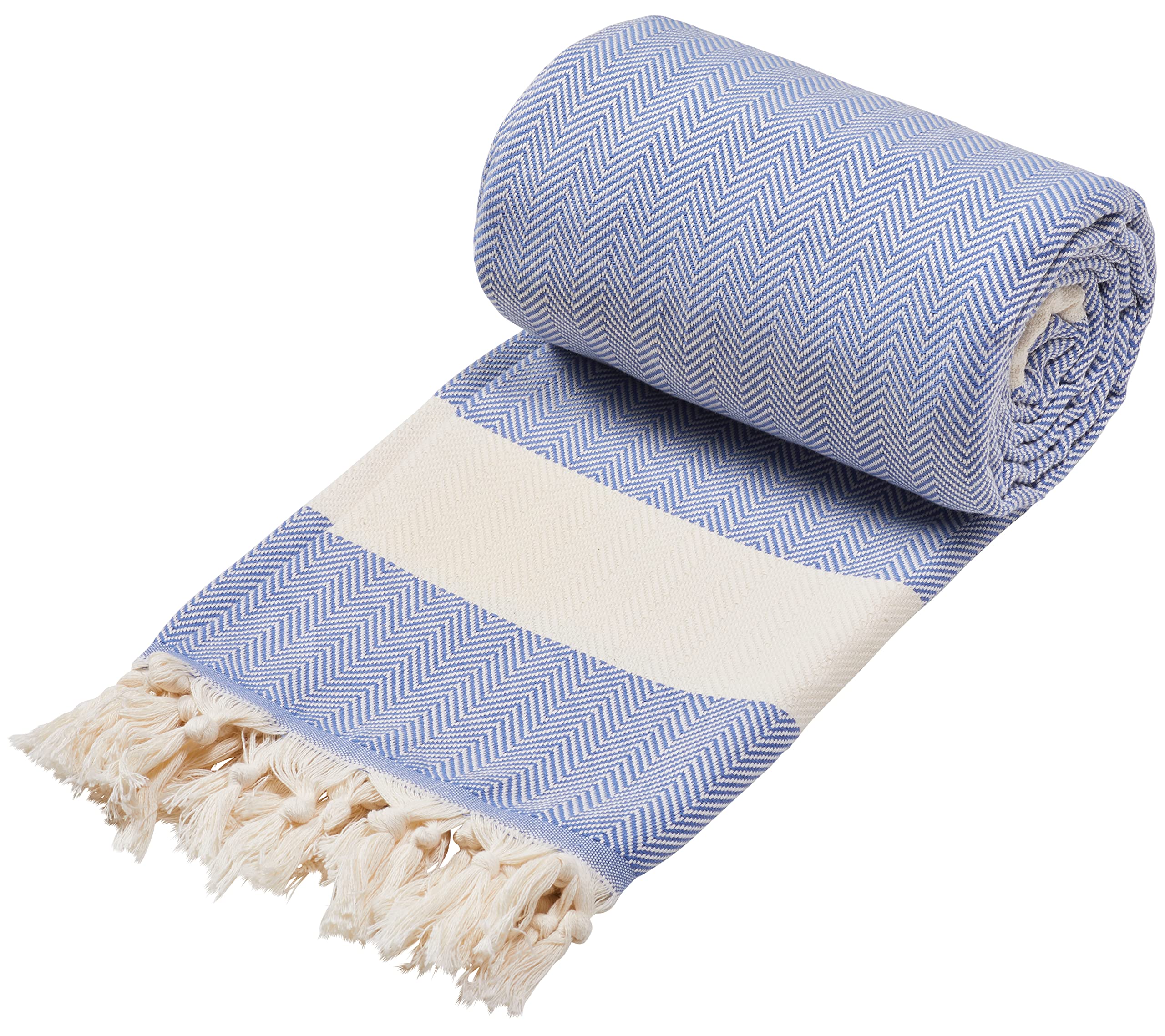 Sowel® XXXL Fouta Hammam Towel, Beach Towel, 100% Cotton, 200 x 240 cm, Stone Blue
