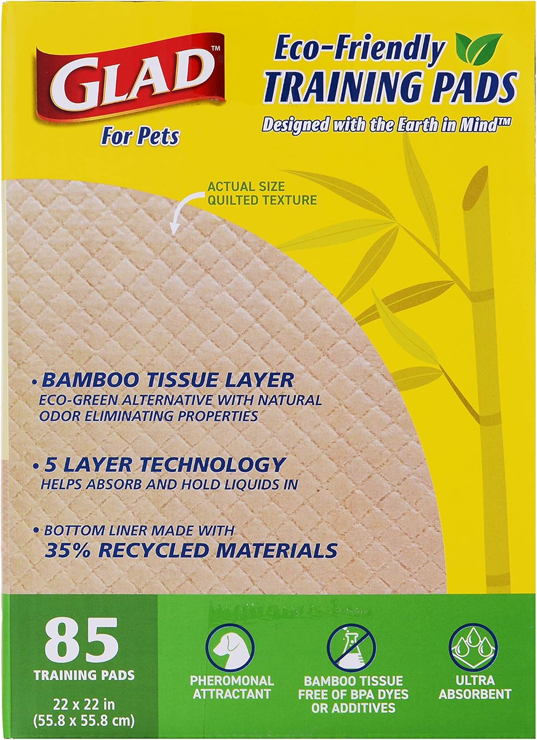 Glad for Pets Earth Friendly Bamboo Training Pads, 85 Count