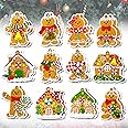 GXGGUS 24 PCS Christmas Wooden Gingerbread Man Ornaments, Gingerbread Christmas Decoration for Tree, Double-Sided Print Chris