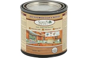 SamaN Interior One Step Wood Seal, Stain and Varnish – Oil Based Odorless Dye - Protection for Furniture and Fine Wood (Cedar SAM-303, 8 oz)