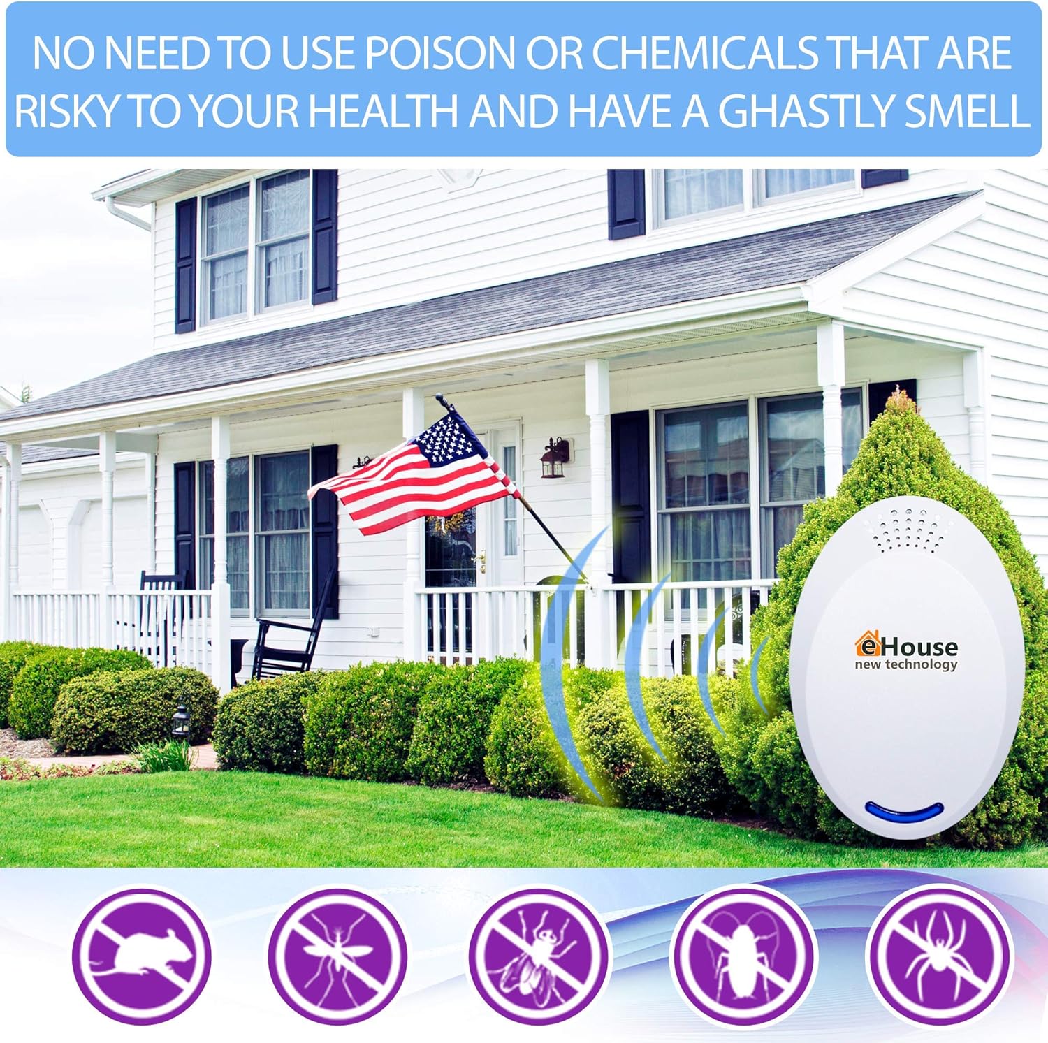 BH-4 Ultrasonic Electronic Repellent - Best Plug in - Get Rid of - Rodents, Squirrels, Mice, Rats, Bats, Insects - Roaches, Spiders, Fleas, Bed Bugs, Flies, Ants, Mosquitos, Fruit Fly!: Health & Personal Care