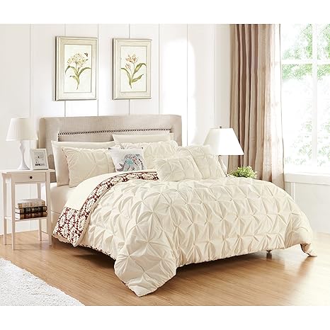 Amazon Com Ph 10 Piece Queen Beige Brown Red Comforter
